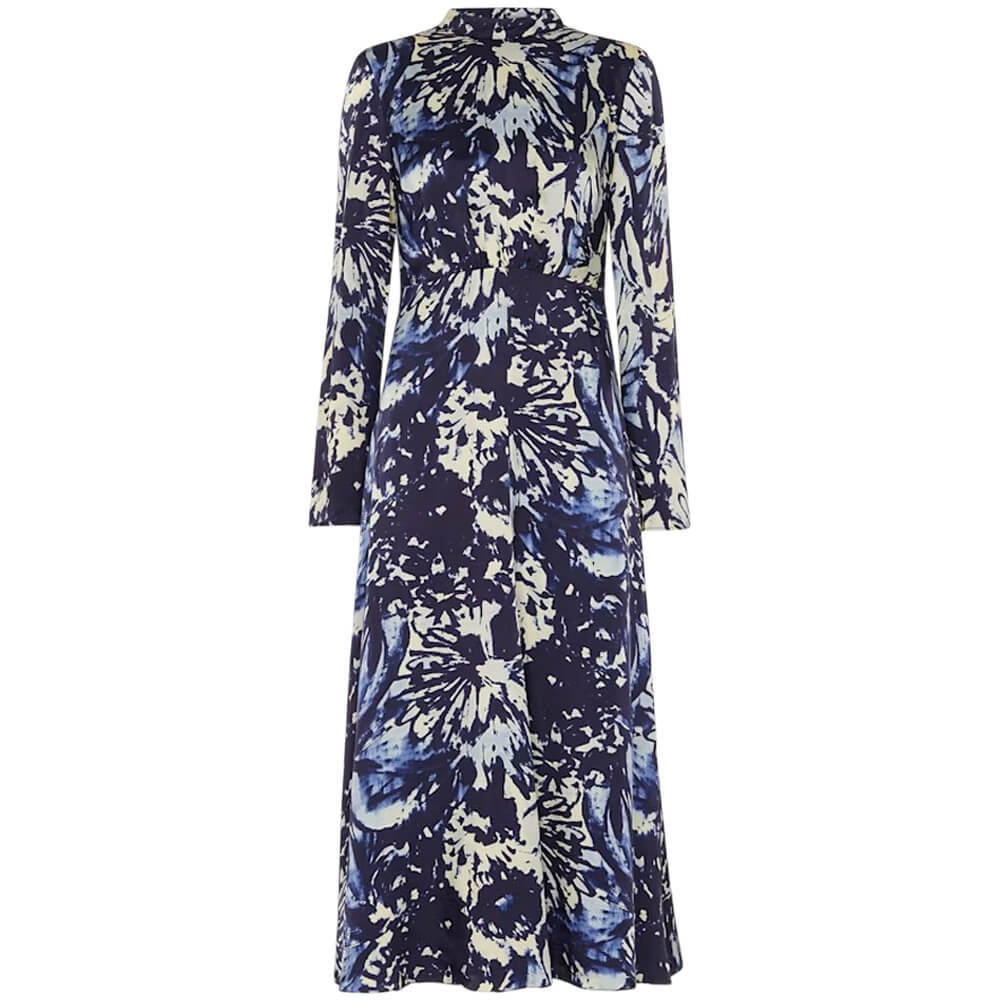 Whistles Navy Dazzled Floral Satin Dress